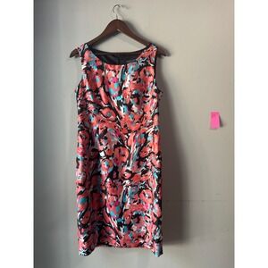 Black Label by Evan-Picone Floral Sheath Dress Coral Turquoise Size 10